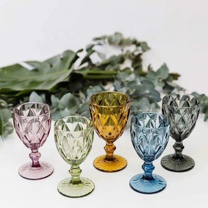 Decoration colored wine glass goblet/hand pressed wine glass