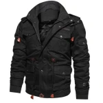 Designer Denim Fabric Cotton Winter Plus Size Mens Cargo Safari Bomber Jacket