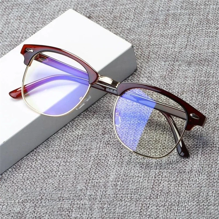 designers metalized blue light blocking eyeglasses frames optical eye glasses