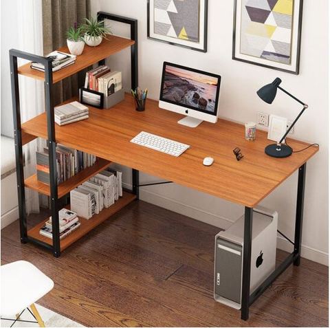 Buy Desktop Home Desk Bookcase Combination Simple Desk With Bookshelf ...