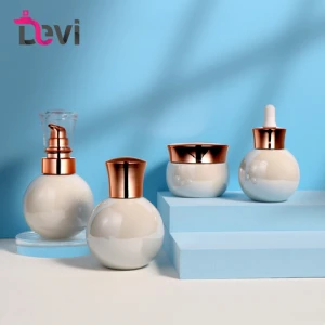 Devi Luxury Round Shape 30g Cosmetic Ceramic Skincare Cream Jar 40ml 100ml 120ml Lotion Glass Bottle