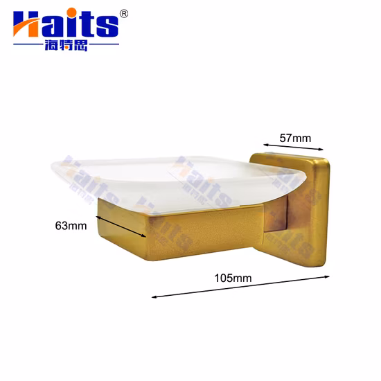 Dish Ceramic with Gold Chrome-Plated Steel Bathroom Accessories Soap Rack