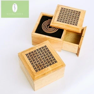 Displayed for sale!! New coming 2018 high tech wood incense burner - SQUARE SHAPE  with big drawer for oud incense coil
