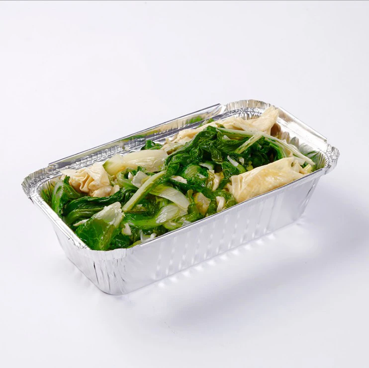 Disposable rectangular aluminum foil kitchen bread box baking container with lid for food packaging