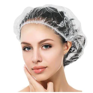 disposable shower cap, personalized PE shower caps, clear bath hair cap