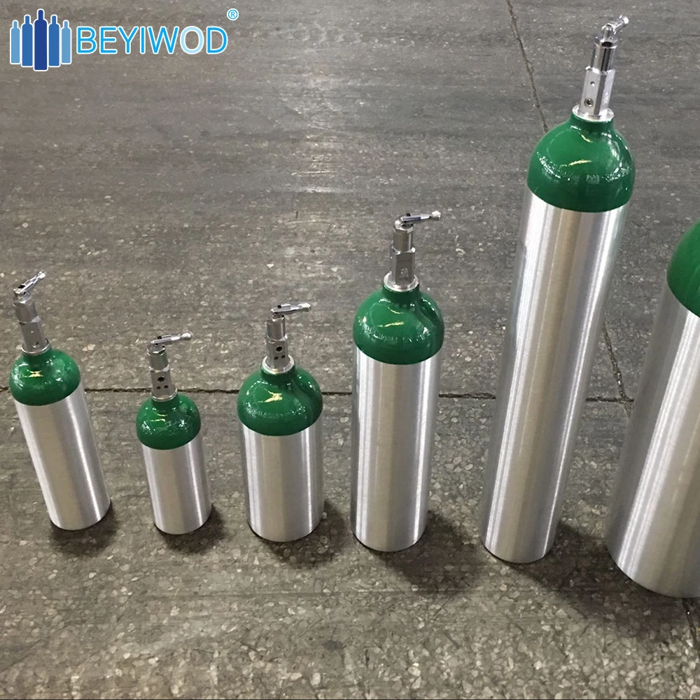 DOT3AL /ISO7866 Standard aluminum oxygen cylinder ,portable medical oxygen cylinder, 150bar 200bar aluminum cylinder for oxygen