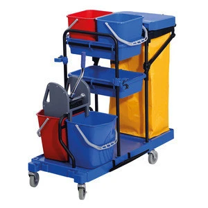Durable and Strong Deluxe Janitor Cleaning Trolley Cart