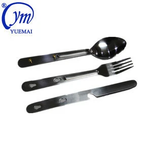 Eco-friendly Portable Stainless Steel Camping Cutlery Tableware Military Army Knife Spoon And Fork Flatware Set