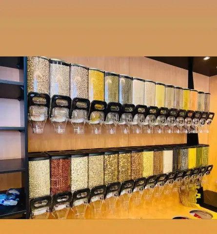 Ecobox Coffee Bean Nuts Pet Food Display Bin Dry Food Gravity Bins Bulk Grain Cereal Candy Dispenser Plastic Dispenser For Nuts