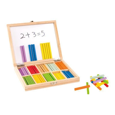 educational toy Wooden Maths Rods Set Colorful Wooden Counting Sticks with Box for Kids