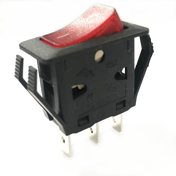 electric power on off rocker switch 3 pin spst 16a 250v ac t55 85 125 illuminated rocker switch balck body red button