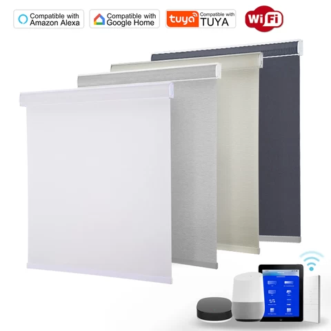 Electric Smart Blinds Remote Control Automatic Indoor Window Shades Blackout Wifi Motorized Roller Blind Curtain For Home Office