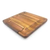 Elegant acacia wooden cheese cutting board set with slide-out drawer