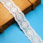 Embroidery white spun milky polyester long lace trim design