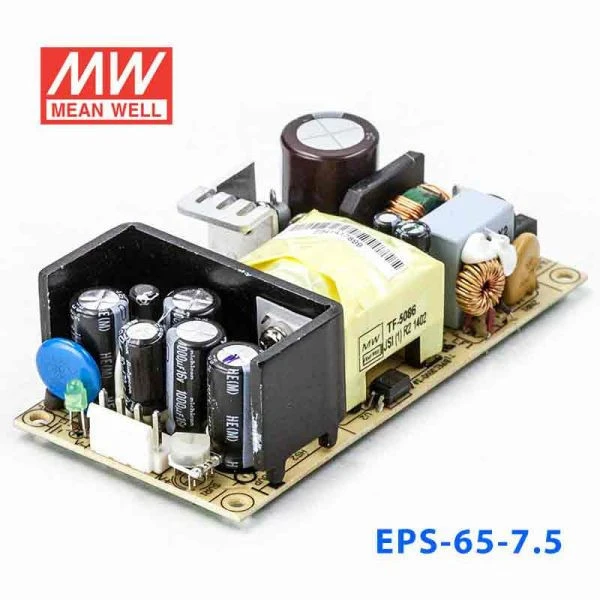 EPS-65-7.5  AC-DC 7.5V 65W OPEN FRAME PCB single output Industrial green ORIGINAL MEAN WELL SWITCHING POWER SUPPLY