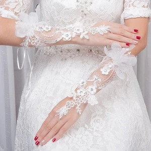 Europe and America pure summer bride wedding gloves adult dress gloves lace embroidered bridesmaid gloves