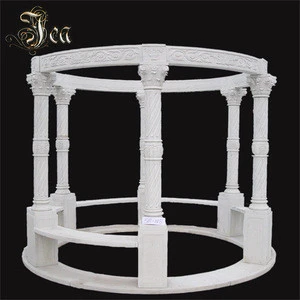 Europe outdoor hand carved marble gazebo with pillar for garden