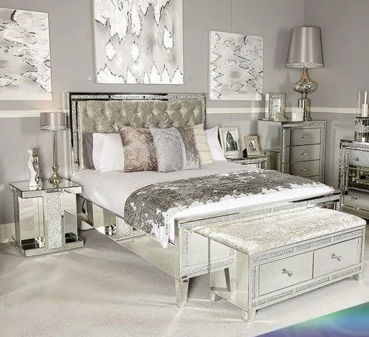 Exquisite Mirrored Glass Bedroom Furniture dubai bedroom furniture