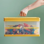 Extra Large Childrens Toy Storage Box Portable Pulley Wheels Transparent Visible with Lid Foldable Plastic Storage Box