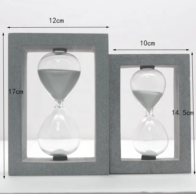 Factory Price Glass Hourglass Sand Timer With Frame Cement For Home Decoration And Gifts Wholesale