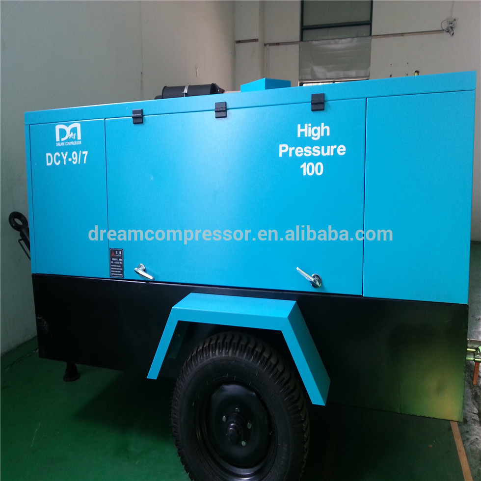 Factory Price Portable diesel driven rock drilling air compressor with jack hammer