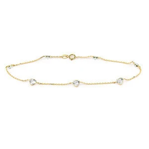 fashion 2016 high quality gold chain heart cz station bracelet