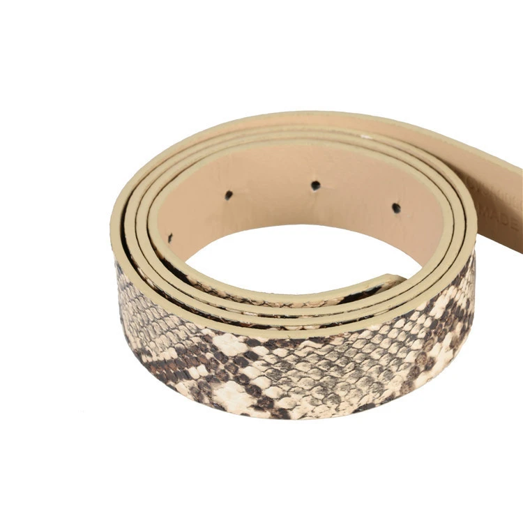 Fashion Animal Print Belt Women Snake Print Waist Belt Pu Leather Gold Ring Buckle Snakeskin Leather Belt