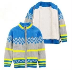 fashion boys sweater cardigan children's wear winter coat thicken inside velvet turtleneck cashmere sweaters