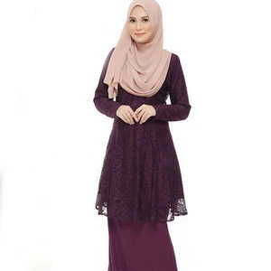 Fashion design Islamic clothing women dresses muslimah lace baju kurung modern