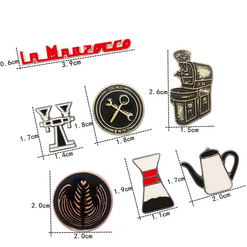 Fashion jewelry retro palace style coffee cup series leisure fun metal dripping brooch badge