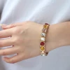 Fashion Personality Luxury Womens Bracelet Alloy Colored Glass Square Diamond Simple Bracelet