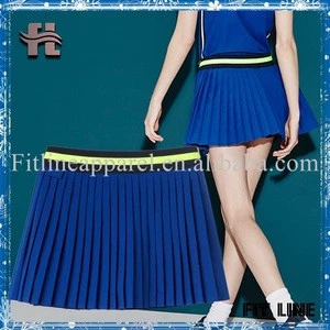 fashion pleated tennis skirts stripe waistband contrast wrinkle short skirts built-in shorts sports pleated skirts