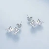 Fine Jewelry S925 Sterling Silver Geometry Diamond Earrings Cubic Zirconia Diamond Stud Earrings For Women