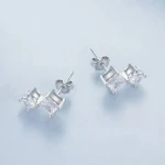 Fine Jewelry S925 Sterling Silver Geometry Diamond Earrings Cubic Zirconia Diamond Stud Earrings For Women