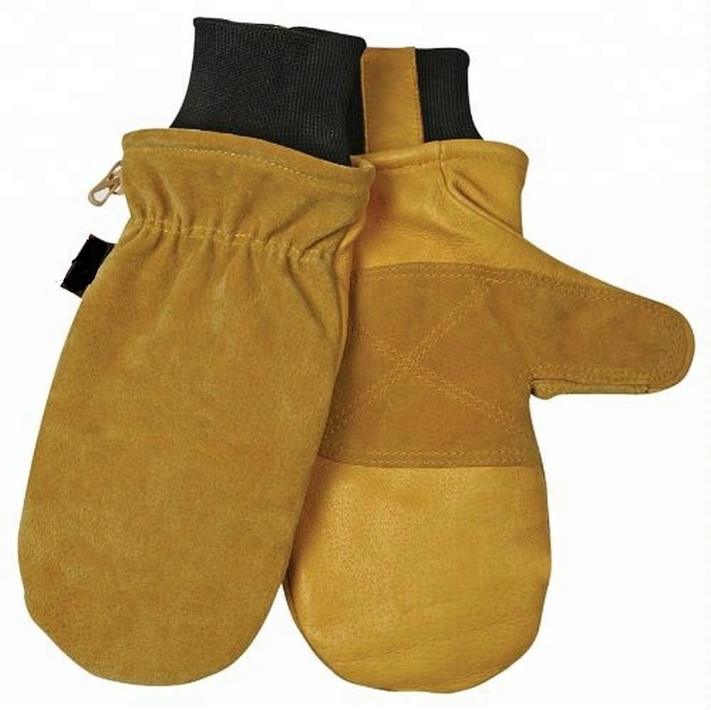 Fleece and foam lined split Cowhide Leather low temperature Work glove Mitten