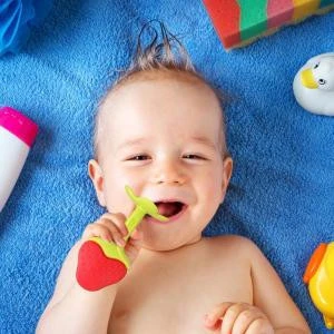 Food grade Silicone Freezer Teether Set BPA Free Fruit Teether Toys Sore Gums Pain Relief Baby Teething Toys Baby Teether