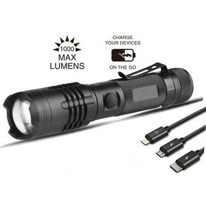 Free Sample 1000 lumens Power Bank Magnetic 5 Modes Zoom Rechargeable 18650 Adjustable Beam Led USB Flashlight Torch