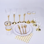 Gold Plated disposable plastic Cutlery Silverware Flatware Sets