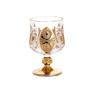 gold plated glass stemware brandy snifer goblet with foot