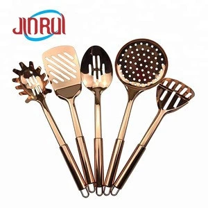 Gold plated stainless steel 5pcs kitchen utensil sets cookware tools