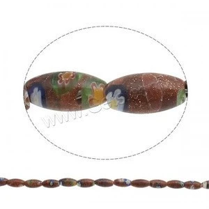 Goldsand Millefiori Glass beads jewelry making bulk bead Oval handmade 6x10mm Hole: 1mm 967425