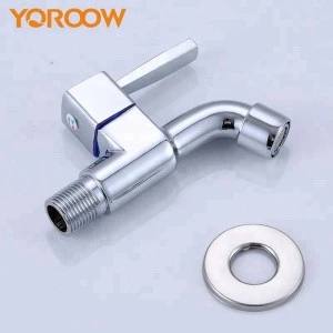 Good chrome plated single cold water wall mounted square handle brass cartridge zinc body alloy bibcock tap