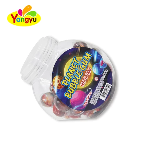Halal Planet Fruits Bubble Gum Ball with Jam Candy