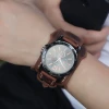 Handmade Stitches Genuine Leather wristband relojes 2021 men quartz Watch Bracelet New Punk quartz watches