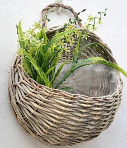 Handmade woven nature wicker flower hanging basket