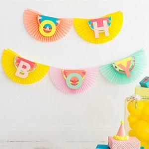 hanging garland with 5 semicircle paper fan Banners for birthday Baby Shower decoration festival event party supplies