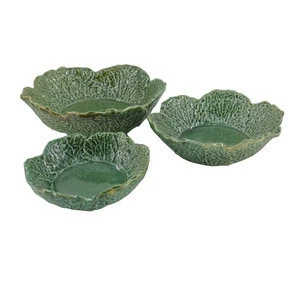 High glossy ceramic vegetable leaf shape bowl