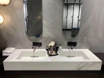 High polished bathroom double sink marble vanity basin, Double bowl granite bathroom sink stone