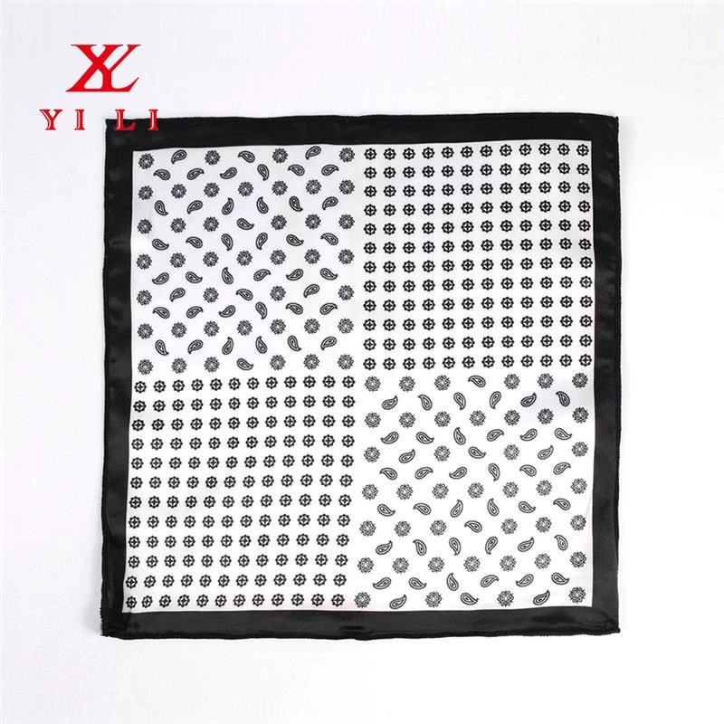 High quality 100% polyester handkerchief in stock pocket squares for men