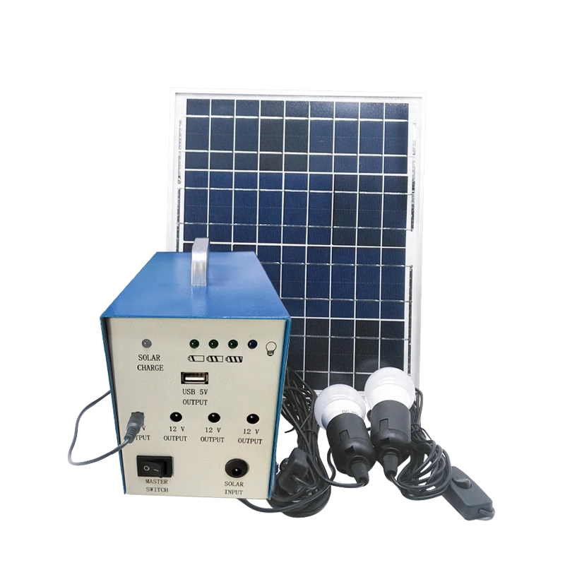 High quality 20w electricity generating with 4  light bulb and charge  phone solar power system for home